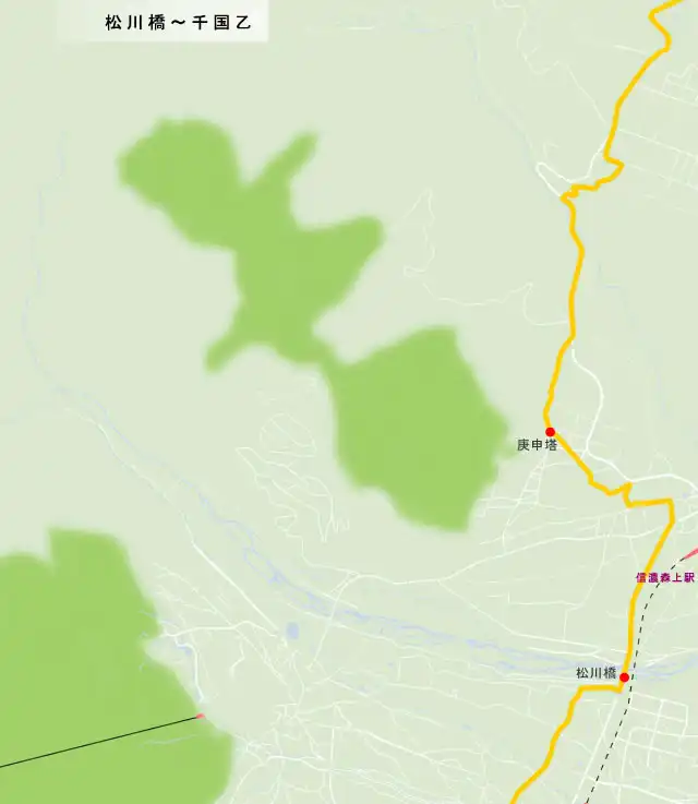 千国街道　松川橋～千国乙の地図