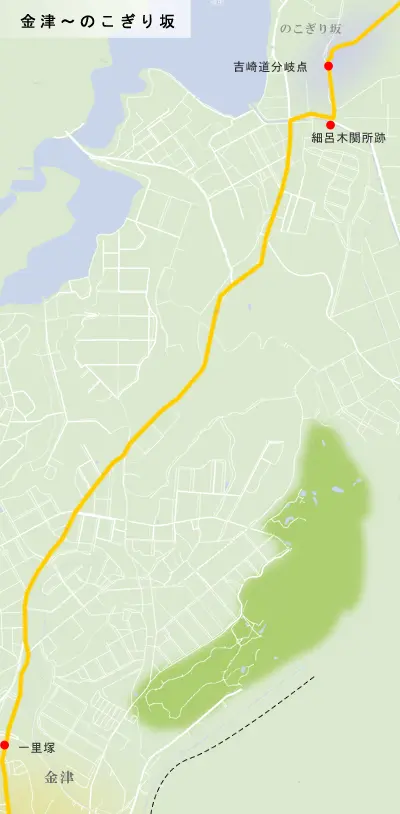 北陸道　金津～のこぎり坂の地図