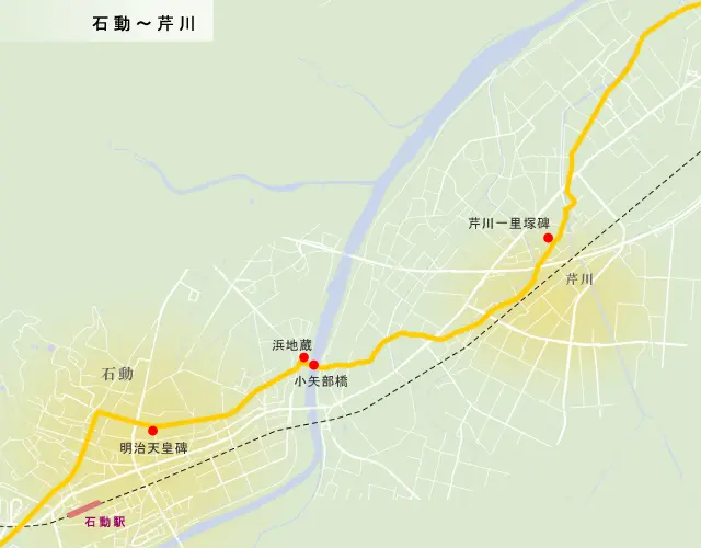 北陸道　石動～芹川の地図
