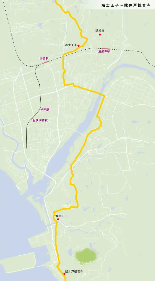 熊野古道　海士王子～祓井戸観音寺の地図