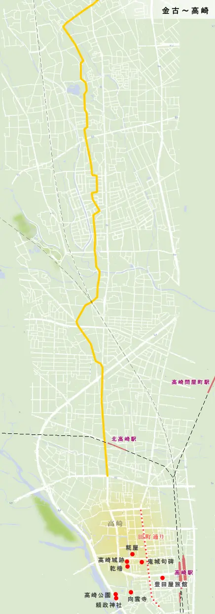 三国街道　金古～高崎の地図