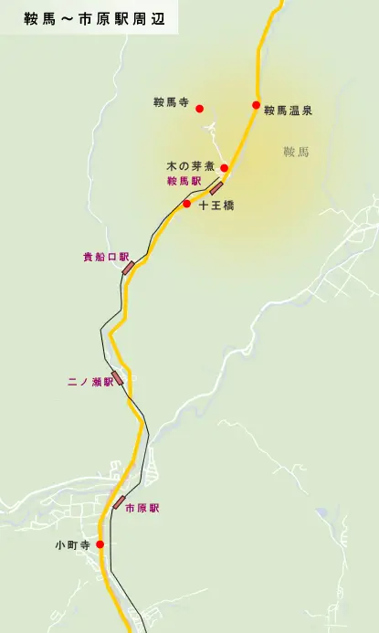 若狭街道(鯖街道)　新石切	～暗峠越えまでの地図
