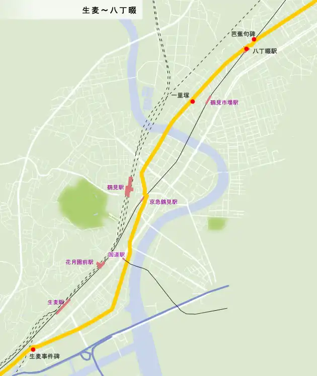 東海道　生麦～八丁畷の地図