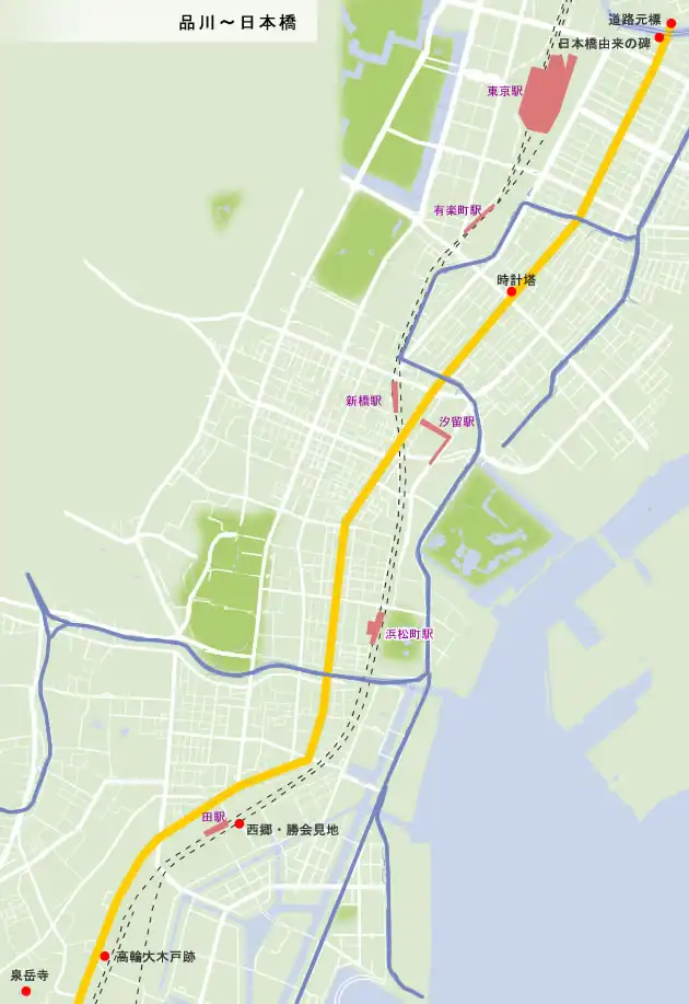 東海道　品川～日本橋の地図