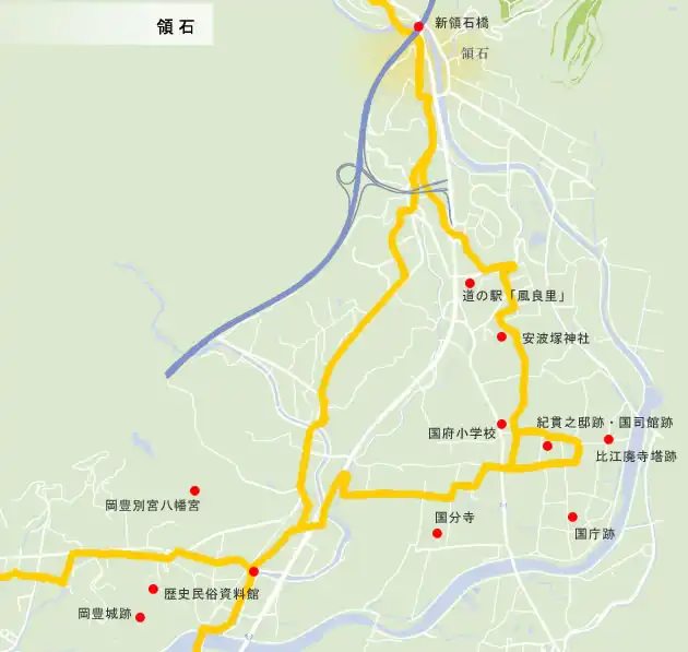 土佐北街道　領石の地図