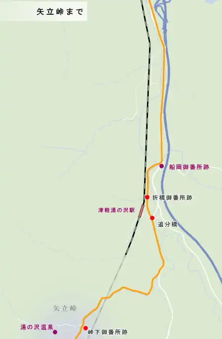 羽州街道　碇ヶ関～矢立峠地図