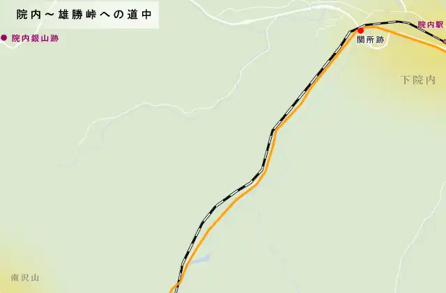 羽州街道　院内～雄勝峠への道中の地図
