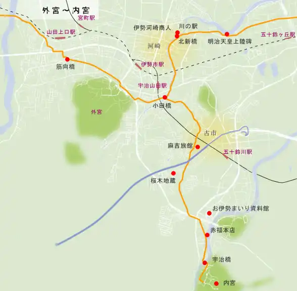 和歌山街道　外宮～内宮の地図