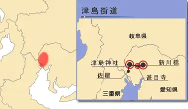 津島街道のルート地図